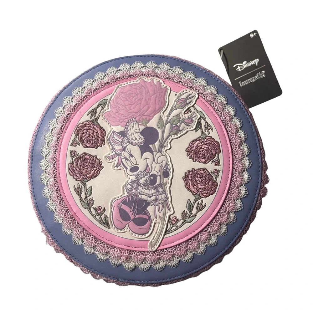 Loungefly Disney Minnie Mouse Floral and Lace Round Mini Backpack WDBK3986 Pink